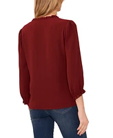 CeCe Women's Ruffled Button Front 3/4-Sleeve Blouse