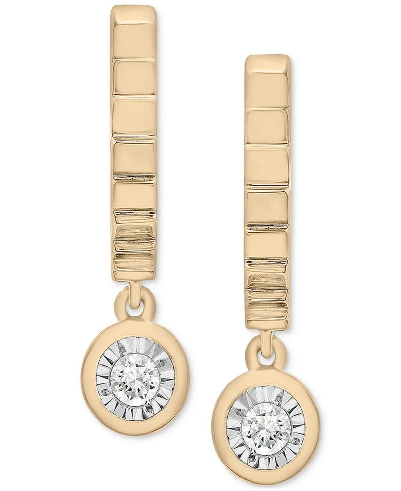 Audrey by Aurate Diamond Dangle Textured Huggie Hoop Earrings (1/10 ct. t.w.) in Gold Vermeil, Created for Macy's