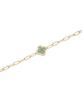 Lab-Grown Emerald Clover Ankle Bracelet (1/5 ct. t.w.) in 14k Gold-Plated Sterling Silver