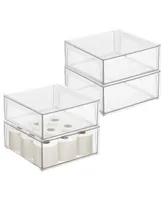 mDesign Plastic Stackable Bathroom Storage Organizer with Drawer