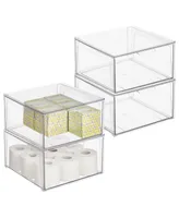 mDesign Plastic Stackable Bathroom Storage Organizer with Drawer