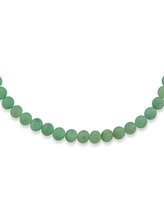 Bling Jewelry Plain Simple Smooth Classic Matte Moss Green Natural Aventurine Round 10MM Bead Strand Necklace Silver Plated Toggle Clasp
