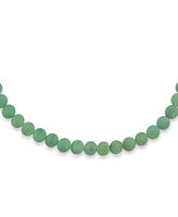 Bling Jewelry Plain Simple Smooth Classic Matte Moss Green Natural Aventurine Round 10MM Bead Strand Necklace Silver Plated Toggle Clasp Inch