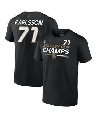 Men's Fanatics William Karlsson Black Vegas Golden Knights 2023 Stanley Cup Champions Authentic Pro Name and Number T-shirt