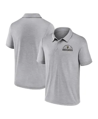 Men's Fanatics Heather Gray Vegas Golden Knights 2023 Stanley Cup Champions Polo Shirt