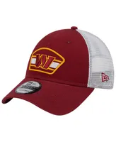 Men's New Era Burgundy, White Washington Commanders Logo Patch Trucker 9FORTY Snapback Hat