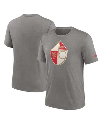 Men's Nike Heather Charcoal San Francisco 49ers Rewind Logo Tri-Blend T-shirt
