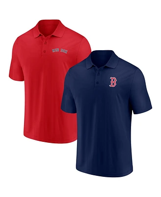 Men's Fanatics Navy, Red Boston Red Sox Dueling Logos Polo Shirt Combo Set