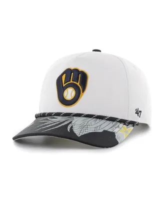 Men's '47 Brand White Milwaukee Brewers Dark Tropic Hitch Snapback Hat