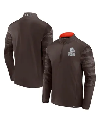 Men's Fanatics Brown Cleveland Browns Ringer Quarter-Zip Jacket