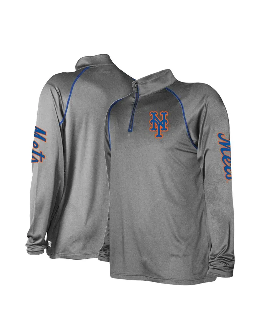 Men's Stitches Heather Gray New York Mets Wordmark Raglan Quarter-Zip Sweatshirt