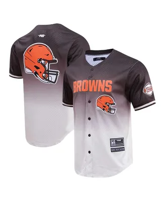 Men's Pro Standard Brown, Cream Cleveland Browns Ombre Mesh Button-Up Shirt