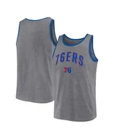 Men's Fanatics Heather Gray Philadelphia 76ers Primary Logo Tank Top