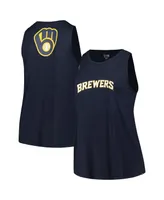 Women's New Era Navy Milwaukee Brewers Plus Tank Top