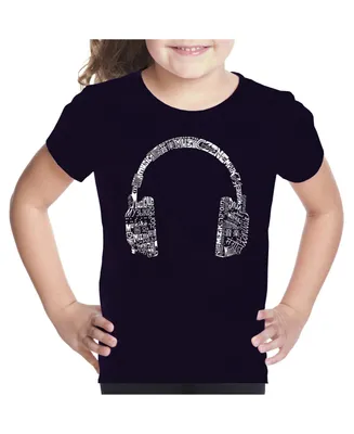 Big Girl's Word Art T-shirt - Headphones Languages
