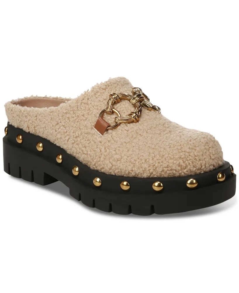 Circus Ny by Sam Edelman Women's Annie Shearling Slip-On Studded Lug Sole Clogs