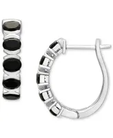 Onyx Small Oval Hoop Earrings in Sterling Silver