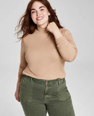 And Now This Trendy Plus Size Mock-Neck Long-Sleeve Top