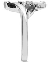 Onyx & White Topaz (1/6 ct. t.w.) Marquise Bypass Ring in Sterling Silver