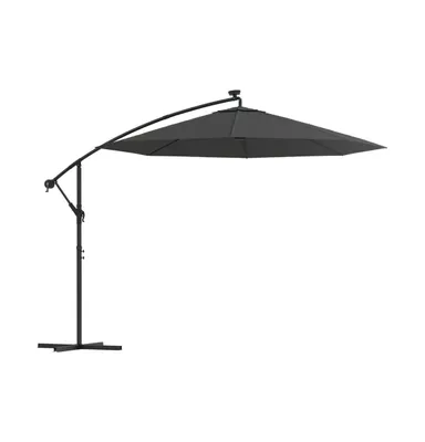 vidaXL Cantilever Umbrella with Led Lights and Steel Pole 118.1" Anthracite