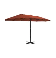 vidaXL Outdoor Parasol with Aluminum Pole 181.1"x106.3" Terracotta