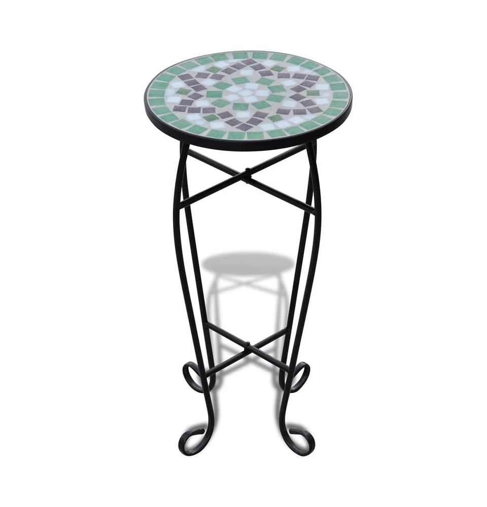 Mosaic Side Table Plant Table Green White