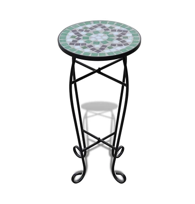 Mosaic Side Table Plant Table Green White