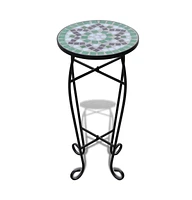 Mosaic Side Table Plant Table Green White