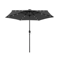 vidaXL Parasol with Led Lights and Aluminum Pole 106.3" Anthracite