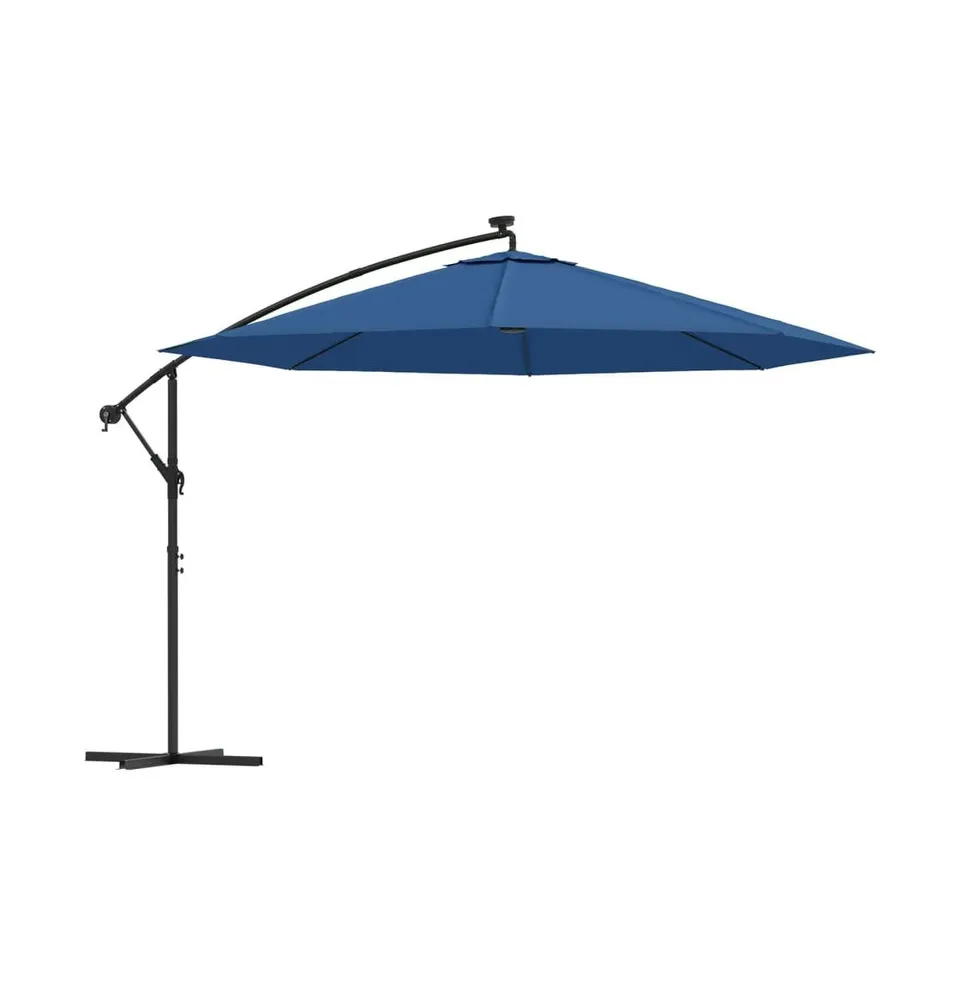 vidaXL Cantilever Umbrella with Led Lights Azure Blue 137.8"