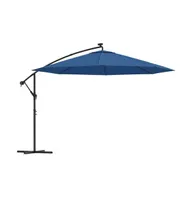 vidaXL Cantilever Umbrella with Led Lights Azure Blue 137.8"