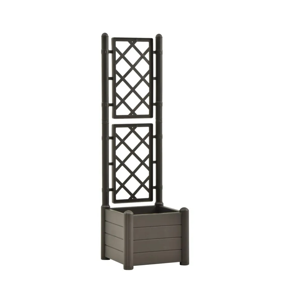 vidaXL Garden Planter with Trellis 16.9"x16.9"x55.9" Pp Anthracite