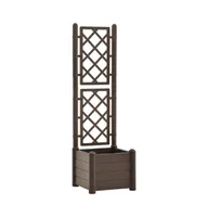 vidaXL Garden Planter with Trellis 16.9"x16.9"x55.9" Pp Mocha