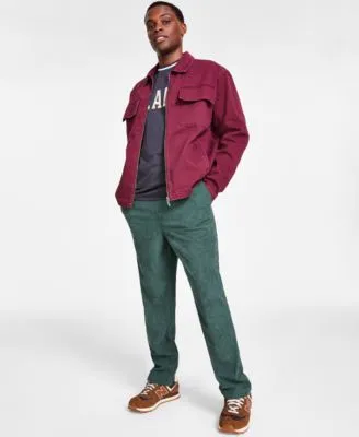 Now This Mens Regular Fit Full Zip Twill Shirt Jacket Oversized Fit Graphic T Shirt Regular Fit Drawstring Corduroy Pants Created For Macys
