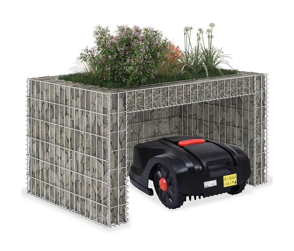 vidaXL Lawn Mower Garage with Raised Bed 43.3"x31.5"x23.6" Steel Wire