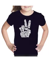 Big Girl's Word Art T-shirt - Peace Fingers
