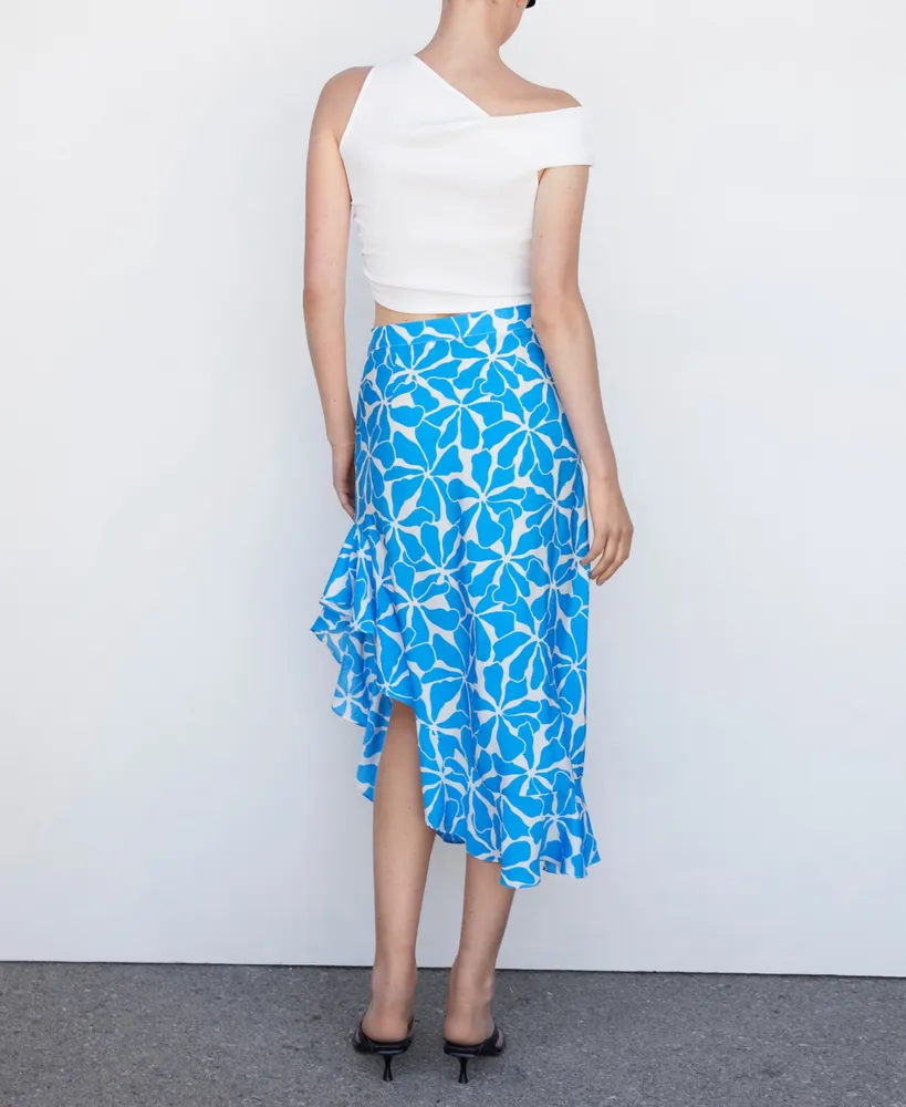 Mango Women's Asymmetric Printed Skirt