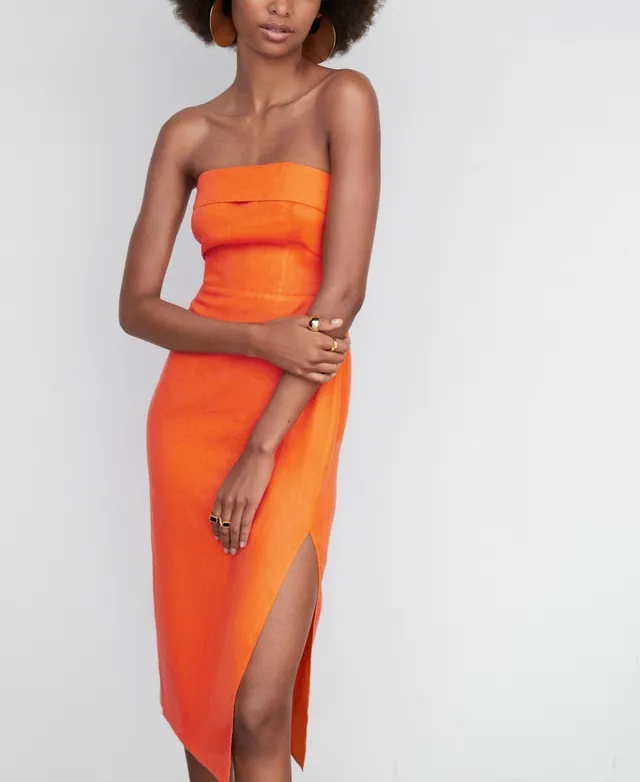 Strapless Gauze Dress by Elan - Orange - Miss Monroe Boutique