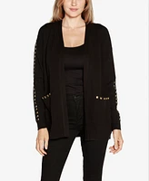 Belldini Black Label Women's Embellished Open-Front Cardigan Zip Up Sweater