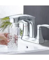 Bathroom Faucet With Pull Out Sprayer, 2 Handle 4 Inch Faucet Utility Sink Faucet, Chrome