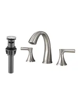 Simplie Fun Widespread Bathroom Sink Faucets Two Handle 3 Hole Vanity Bath Faucet With Drain Assembly