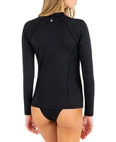 Hurley Juniors Long Sleeve Zip Front Rash Guard Bikini Bottoms