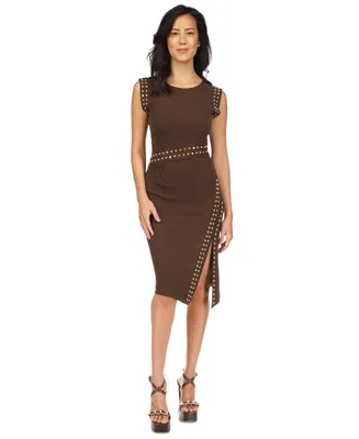 Michael Michael Kors Petite Astor Studded Side-Slit Midi Dress