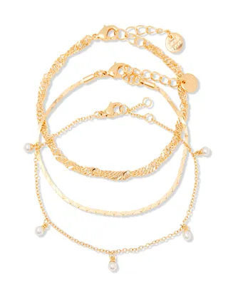 brook & york "14k Gold" Darcy Imitation Pearl Bracelet Set, 3 Piece