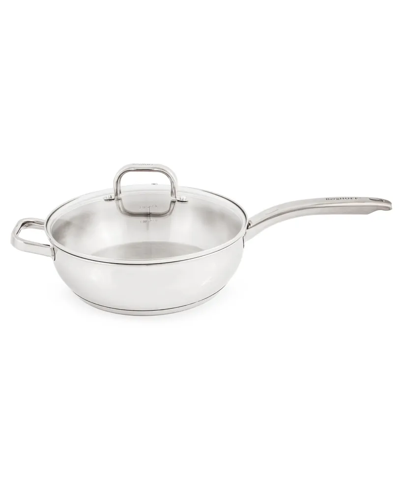 BergHOFF Belly 18/10 Stainless Steel 9.5" Deep Skillet with Glass Lid