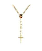 Bling Jewelry Catholic Christian Prayer Rosario Ball Beads Cross Catholic Scared Heart of Jesus Rosary Beads Necklace For Women 18K Gold Plated Brass