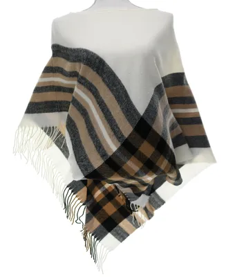 Fraas Women's Plaid Brushed Poncho Sweater, Created for Macy's