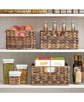 mDesign Woven Farmhouse Pantry Food Storage Bin Basket Box, Small - 6 Pack - Brown Ombre