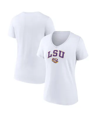 Women's Fanatics White Lsu Tigers Evergreen Campus V-Neck T-shirt