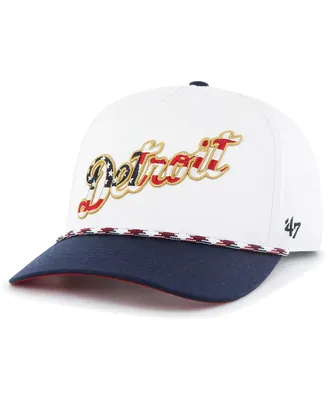 Men's '47 Brand White Detroit Tigers Flag Script Hitch Snapback Hat